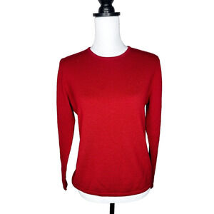 Charter Club Womens Small 100% Merino Wool Red Long Sleeve Sweater Woolmark